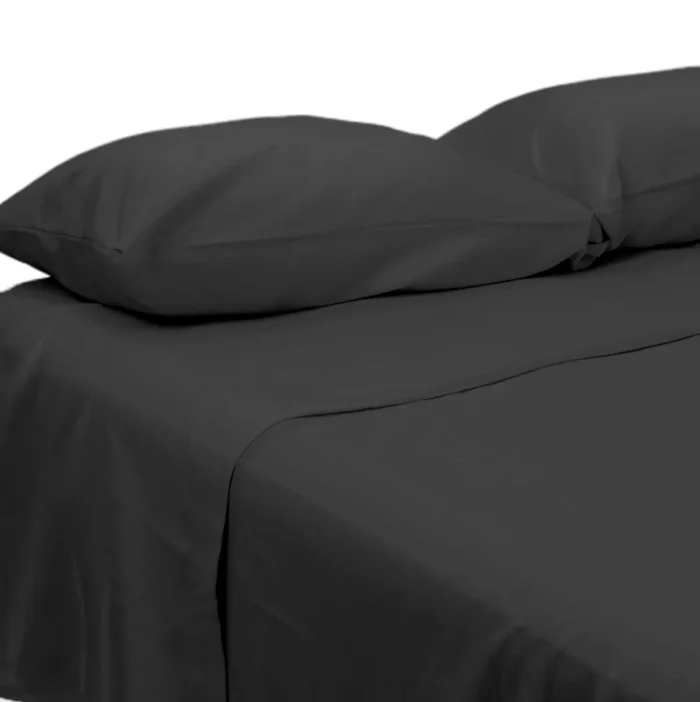 Juego Sábanas Manta Negro Matrimonial Colchón Normal 25 cm
