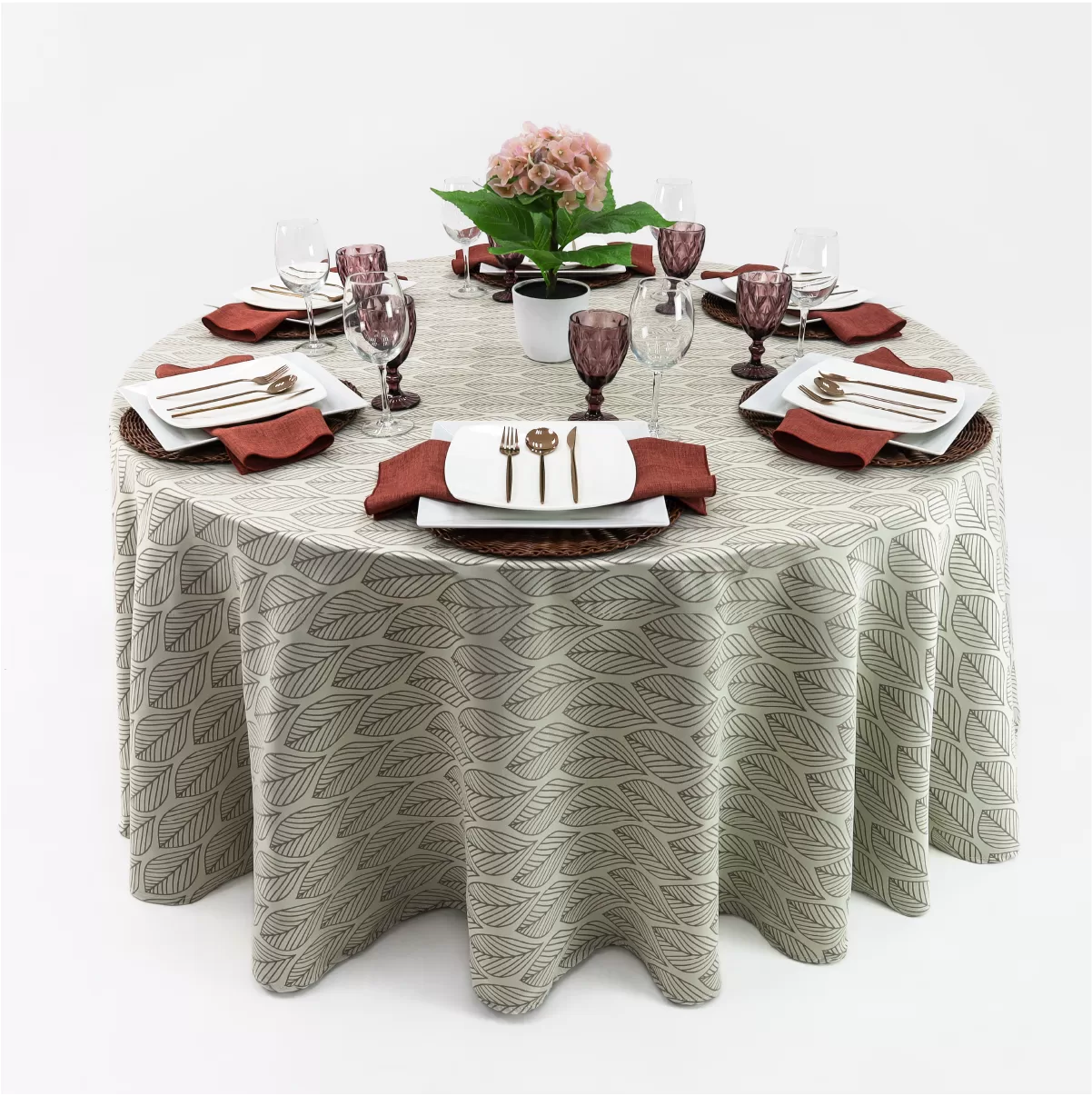 Mantel Redondo Yackard YE-246 HOJITAS BEIGE: imagen 1