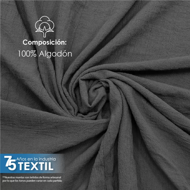 Manta Artesanal 1.90 M ancho Gris Oxford