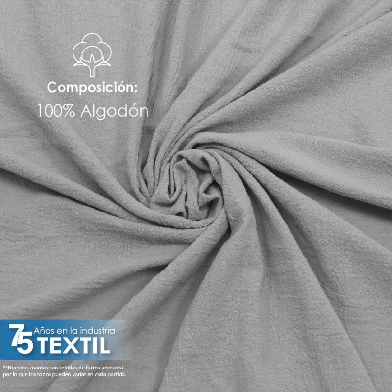Manta Artesanal 1.90 M ancho Gris Plata