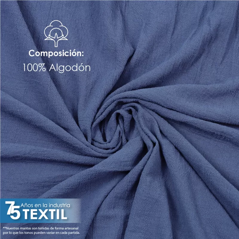 Manta Artesanal 1.90 M ancho Azul Plumbago