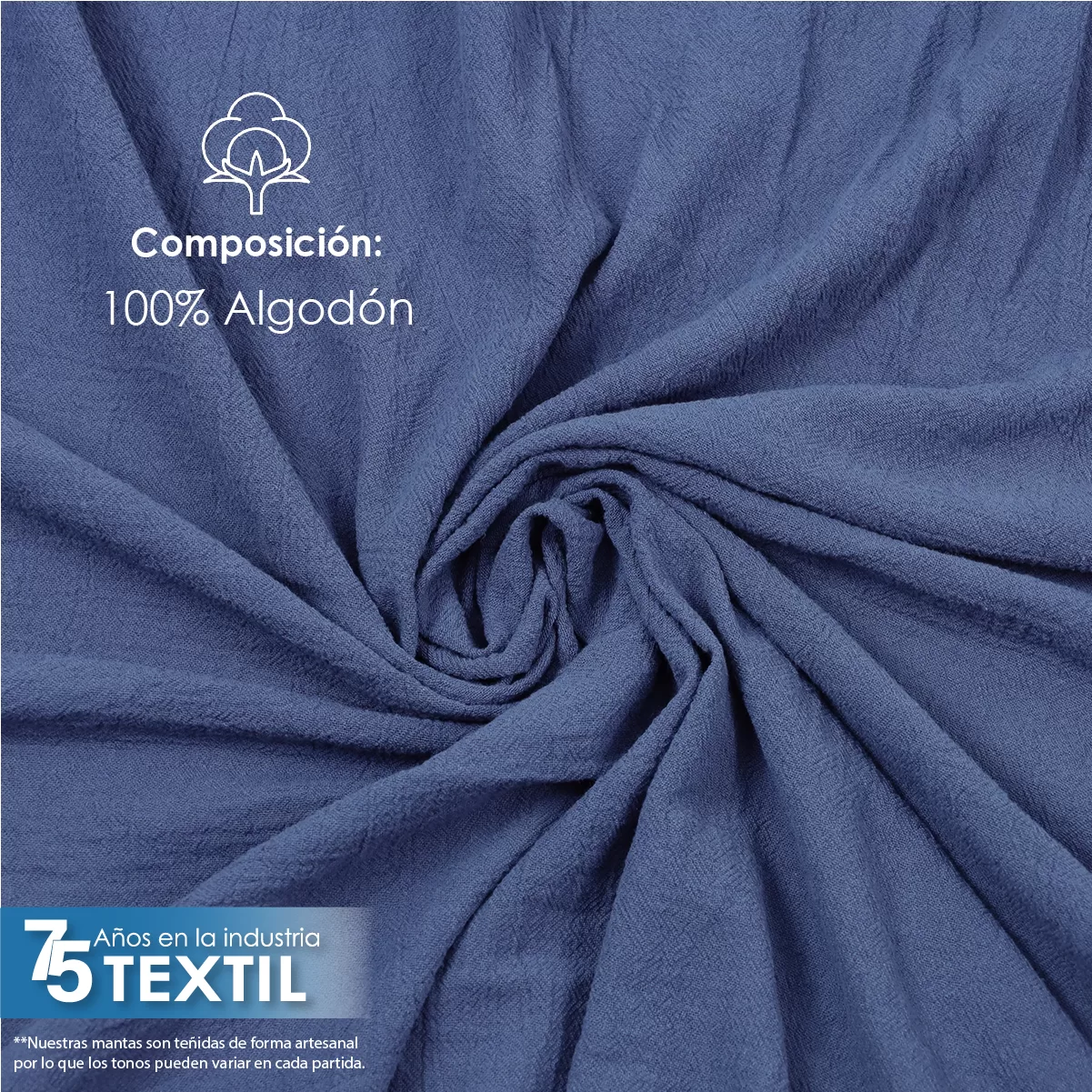 Manta Artesanal 1.90 M ancho Azul Plumbago: imagen 6