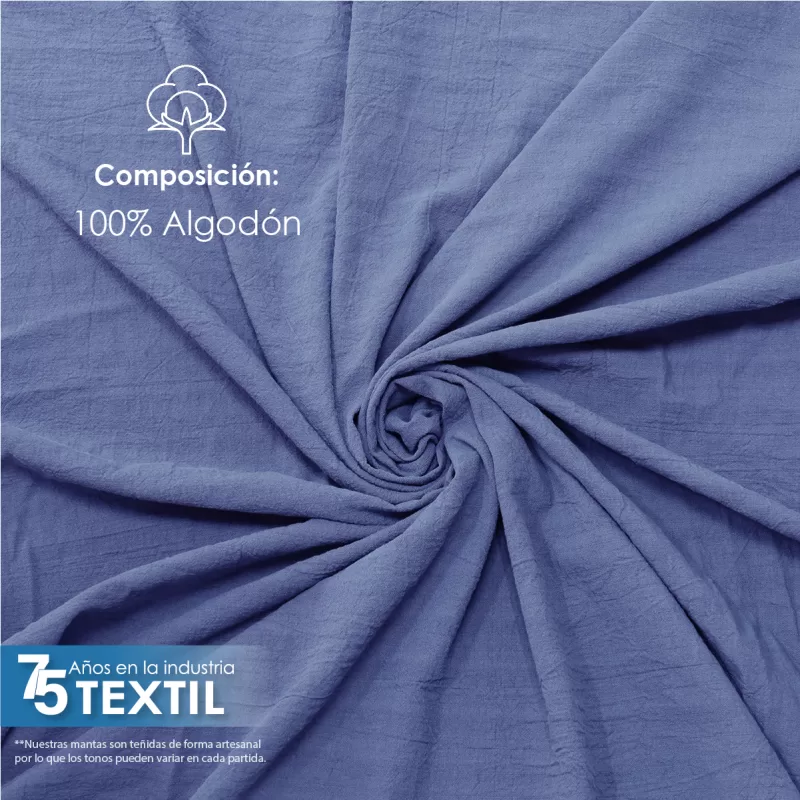 Manta Lino 1.70 M ancho Azul Plumbago