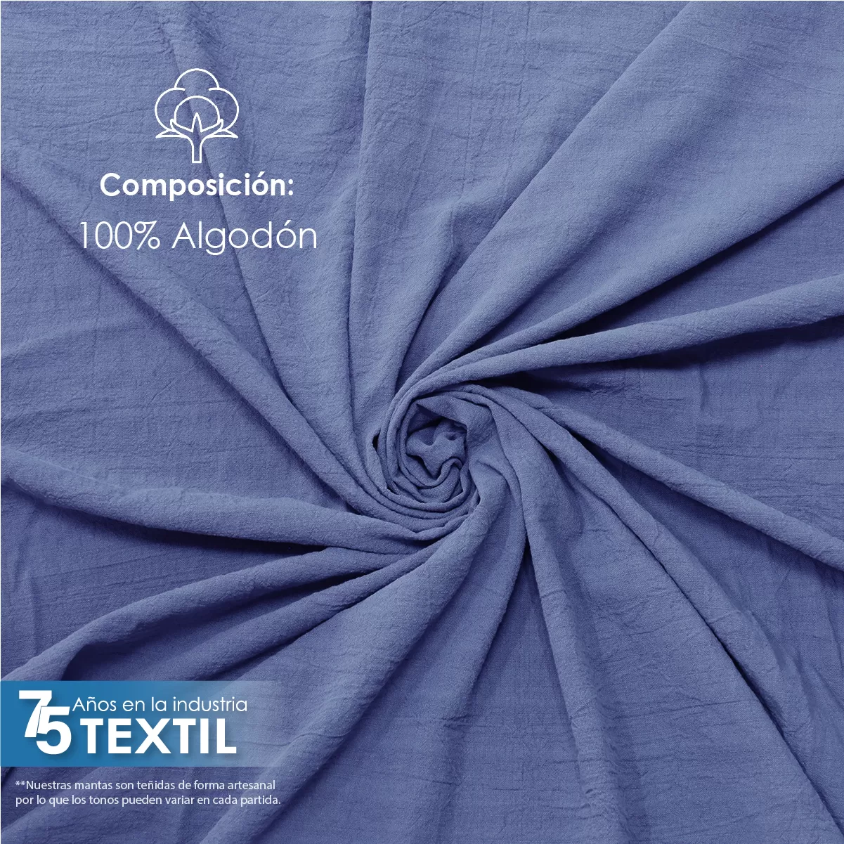 Manta Lino 1.70 M ancho Azul Plumbago: imagen 6