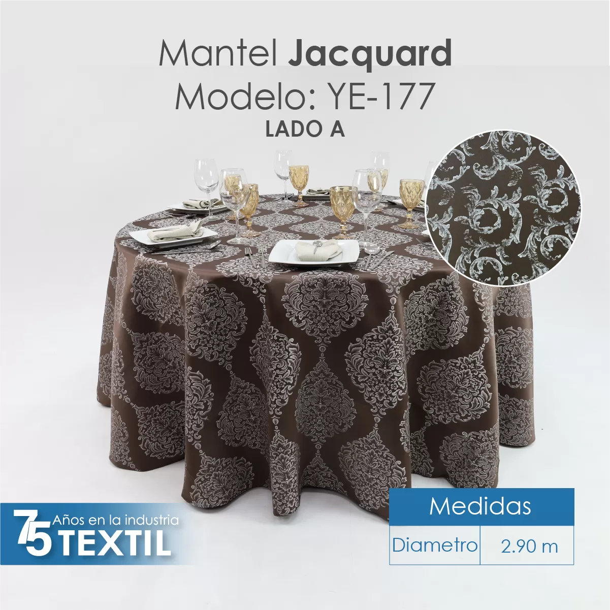 Mantel Yackard Redondo YE-177 CHOHOLATE: imagen 2