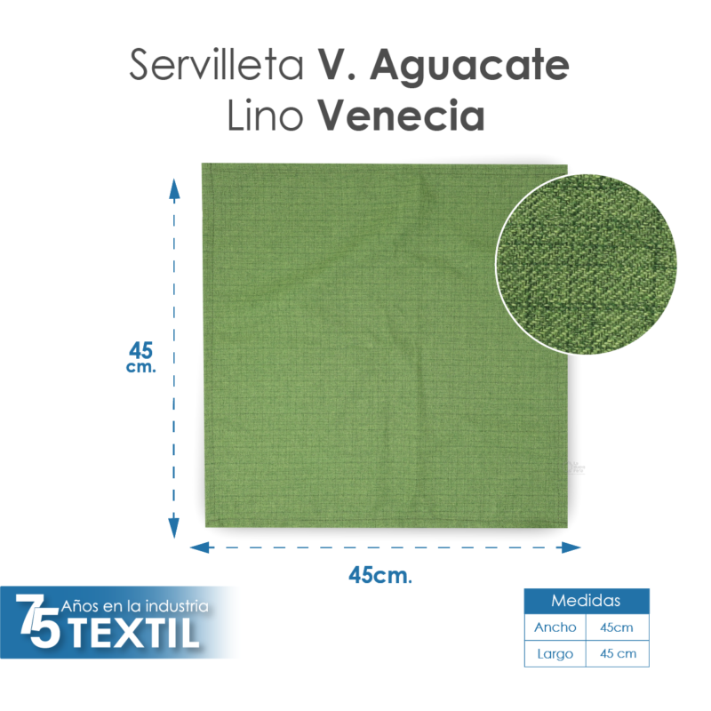 Servilleta Lino Venecia 45x45 cm Verde Aguacate