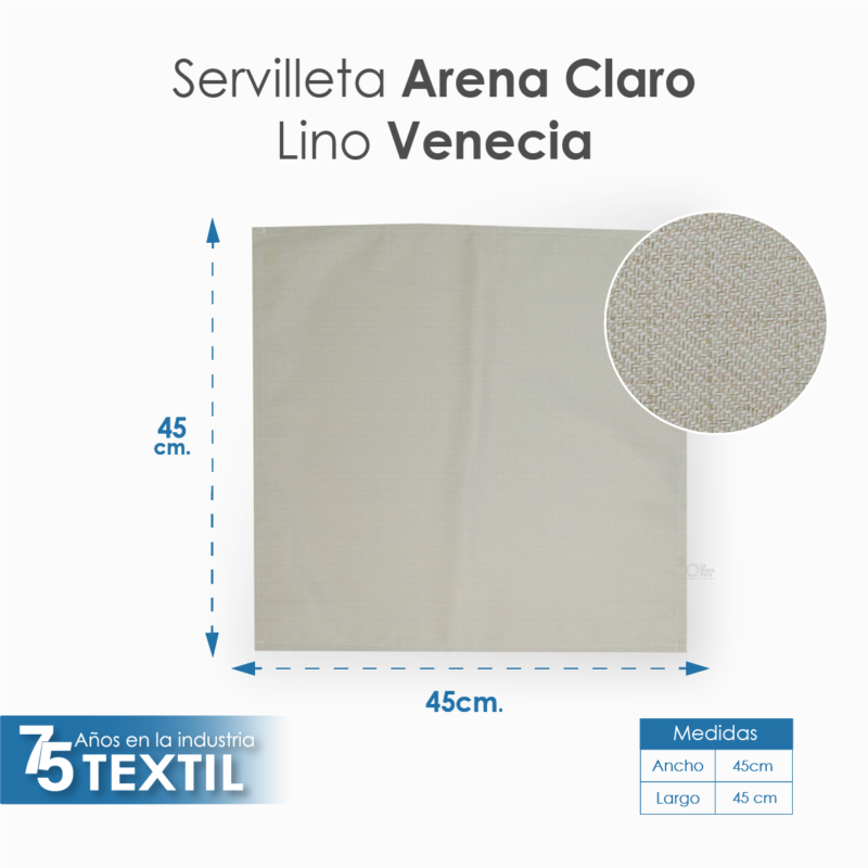 Servilleta Lino Venecia 45x45 cm Arena Claro