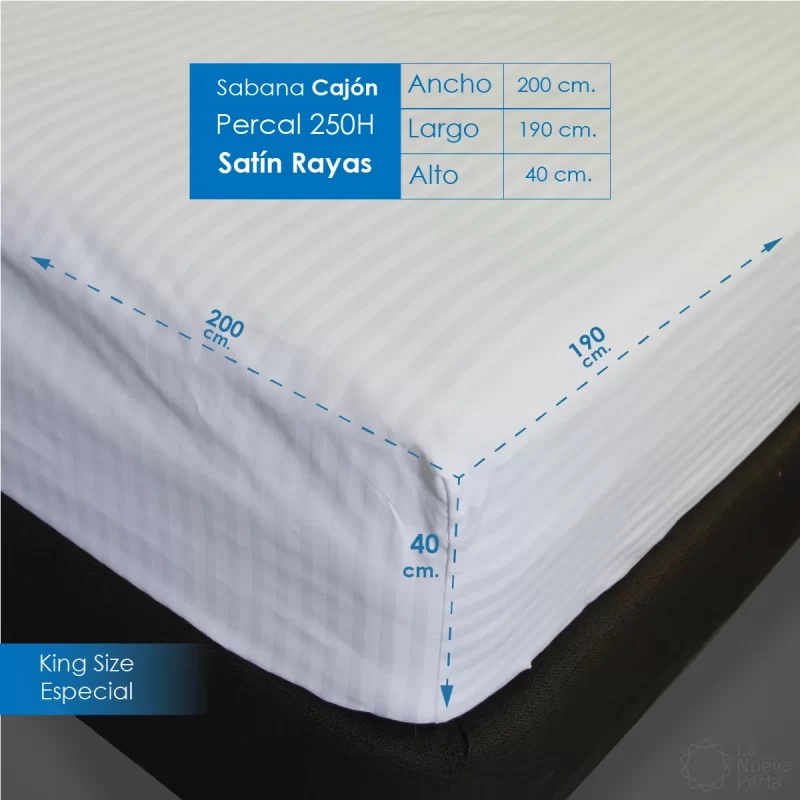 Sábana de cajón Satín Rayas 250H King Size Colchón Alto