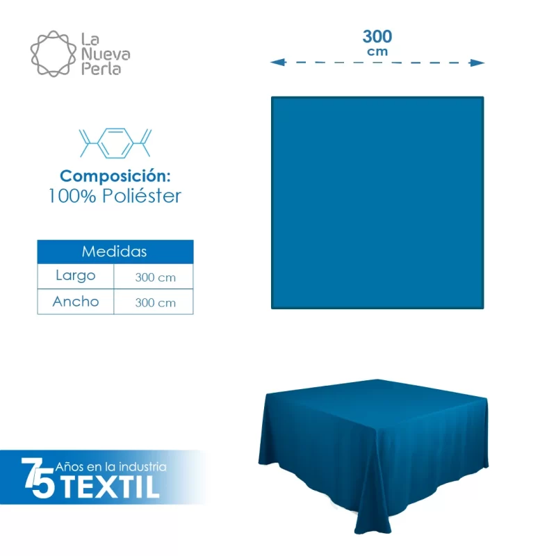 Mantel Imperial Tergal Liverpool 2.90 X 2.90 M Azul Marino