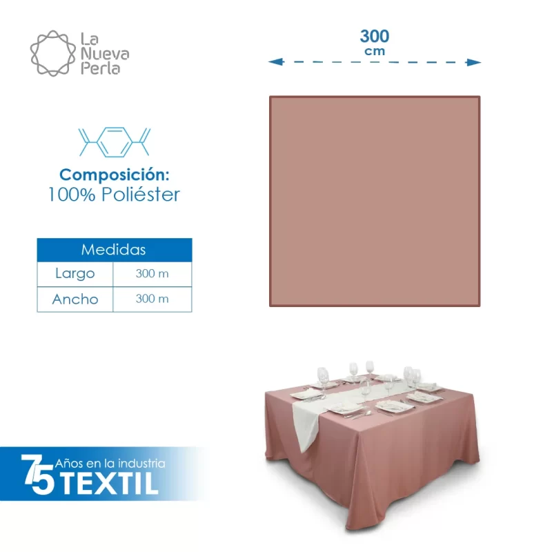 Mantel Imperial Lino Venecia 2.90 X 2.90 M Rosa Pastel