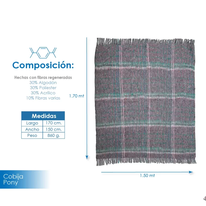 Cobija Pony Económica - 750 g / 1.45 x 1.75 m
