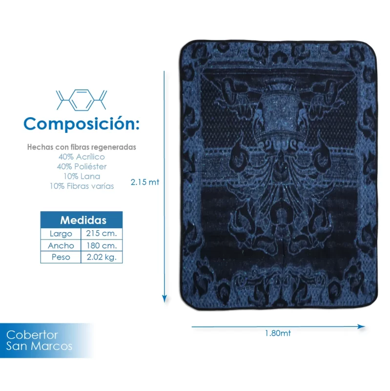 Cobertor Tipo San Marcos Económico - 1.800 kg / 1.70 x 2.20 m