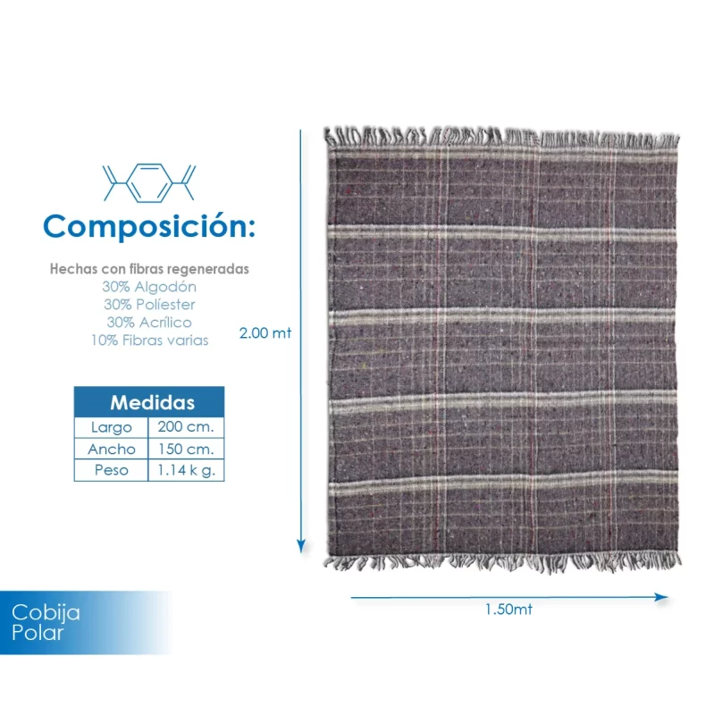 Cobija Tilma Polar Económica - 1 kg / 1.45 x 2.10 m