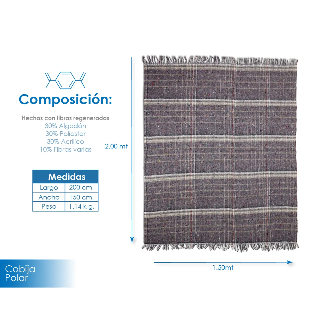 Cobija Tilma Polar Económica - 1 kg / 1.45 x 2.10 m: imagen 2