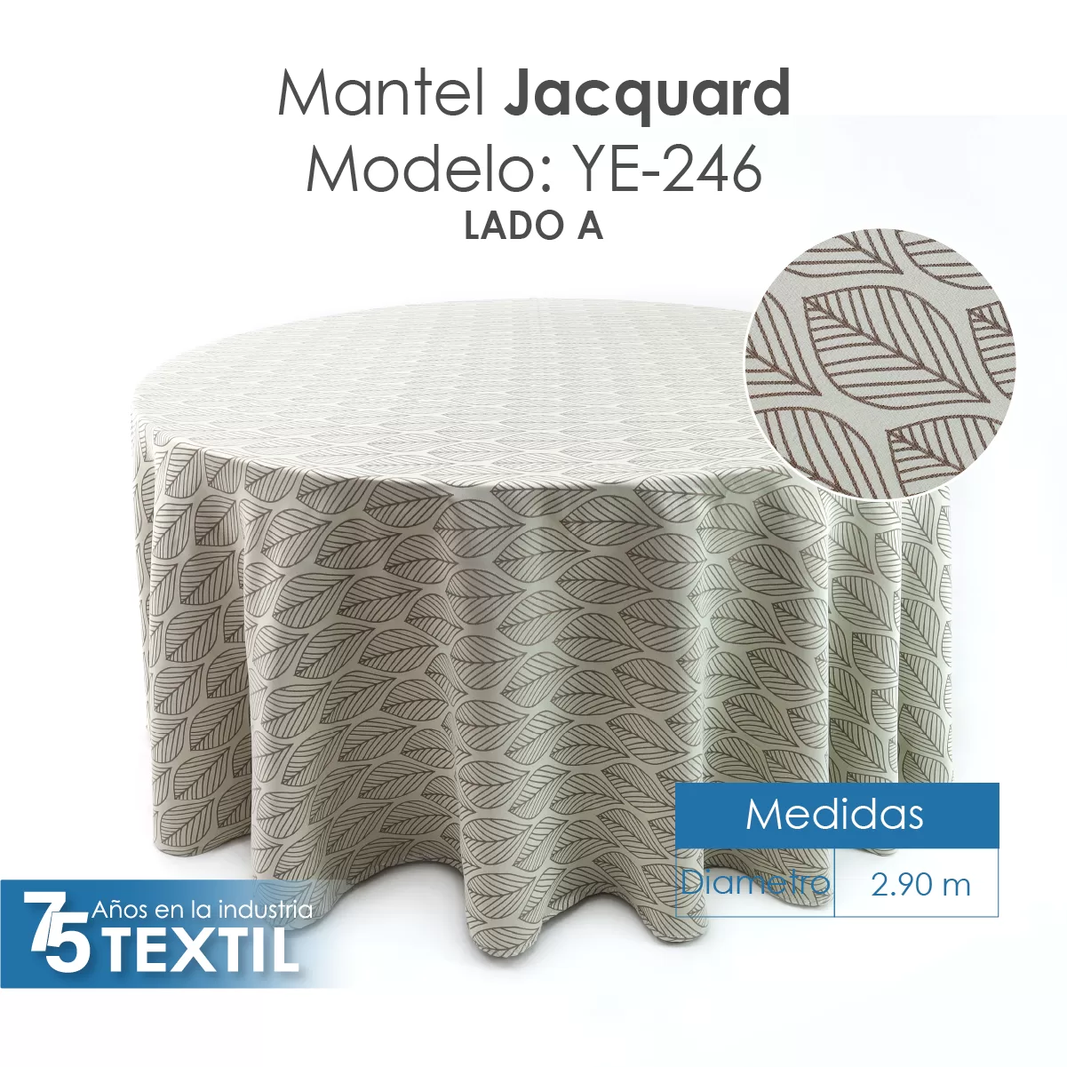 Mantel Redondo Yackard YE-246 HOJITAS BEIGE: imagen 2
