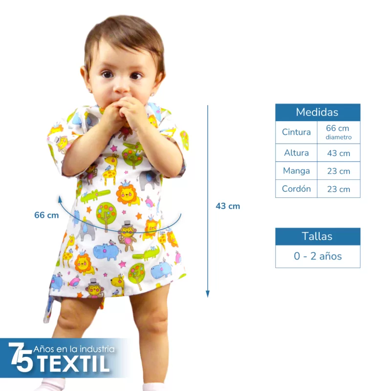 Bata de paciente Bebé talla: 0 - 2