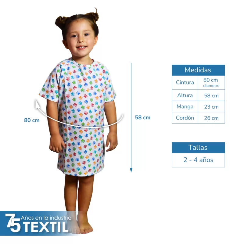 Bata de paciente Infantil talla: 2 - 4