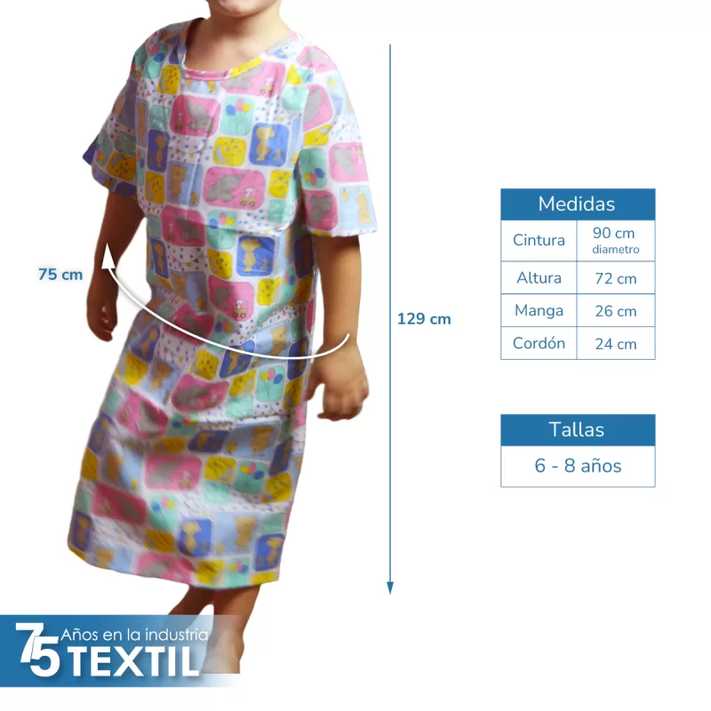 Bata de paciente Infantil talla: 6 - 8