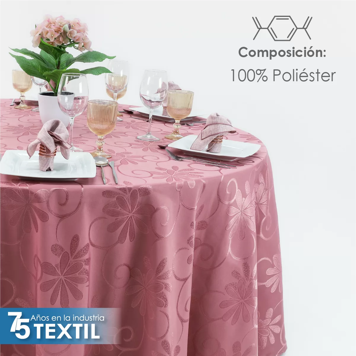 Mantel Yackard Redondo YE-260 PALO DE ROSA: imagen 3