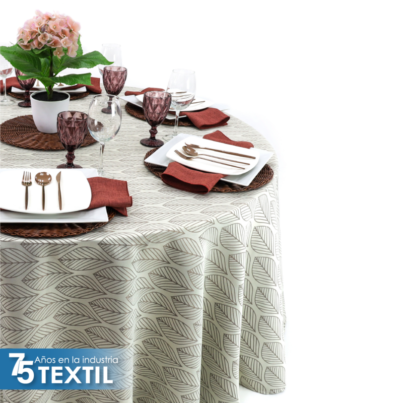 Mantel Redondo Yackard YE-246 HOJITAS BEIGE
