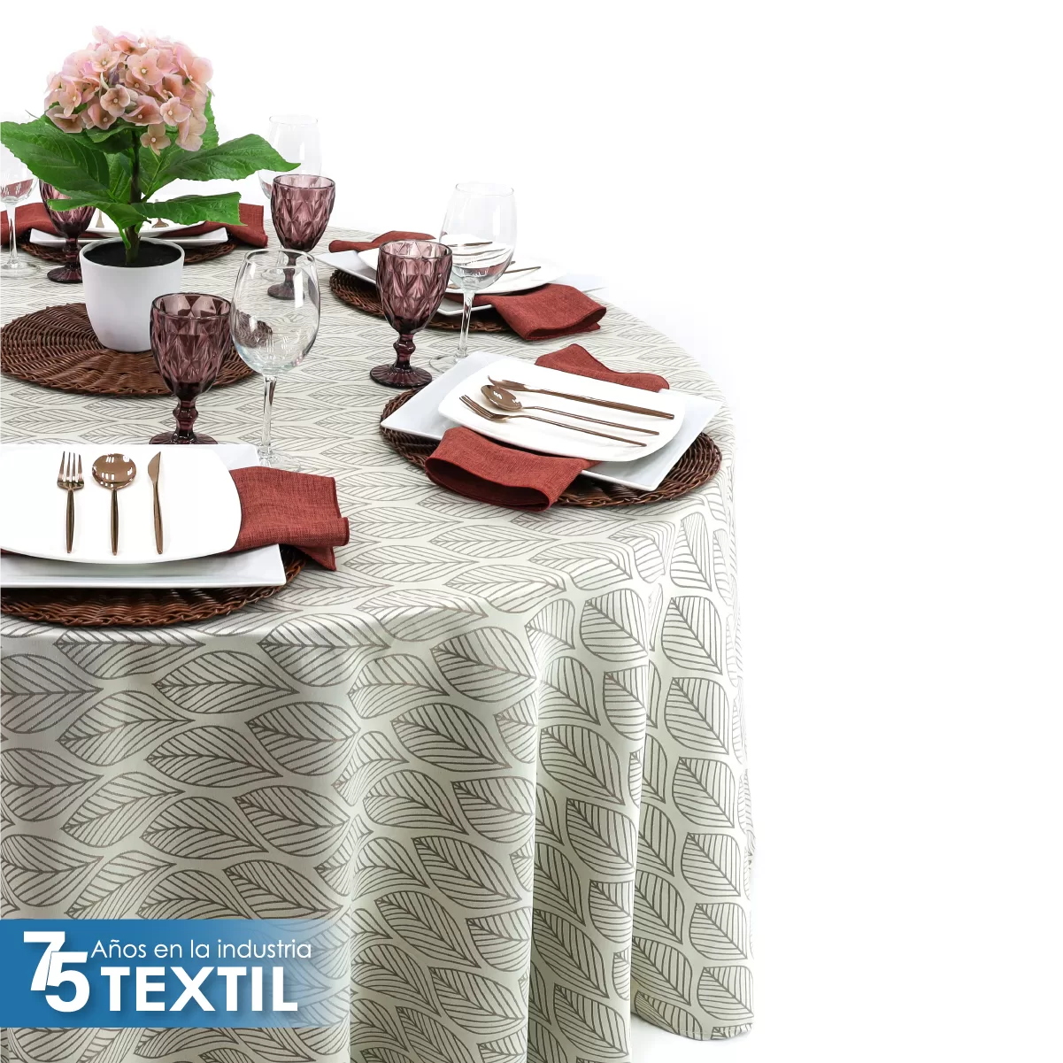 Mantel Redondo Yackard YE-246 HOJITAS BEIGE: imagen 3