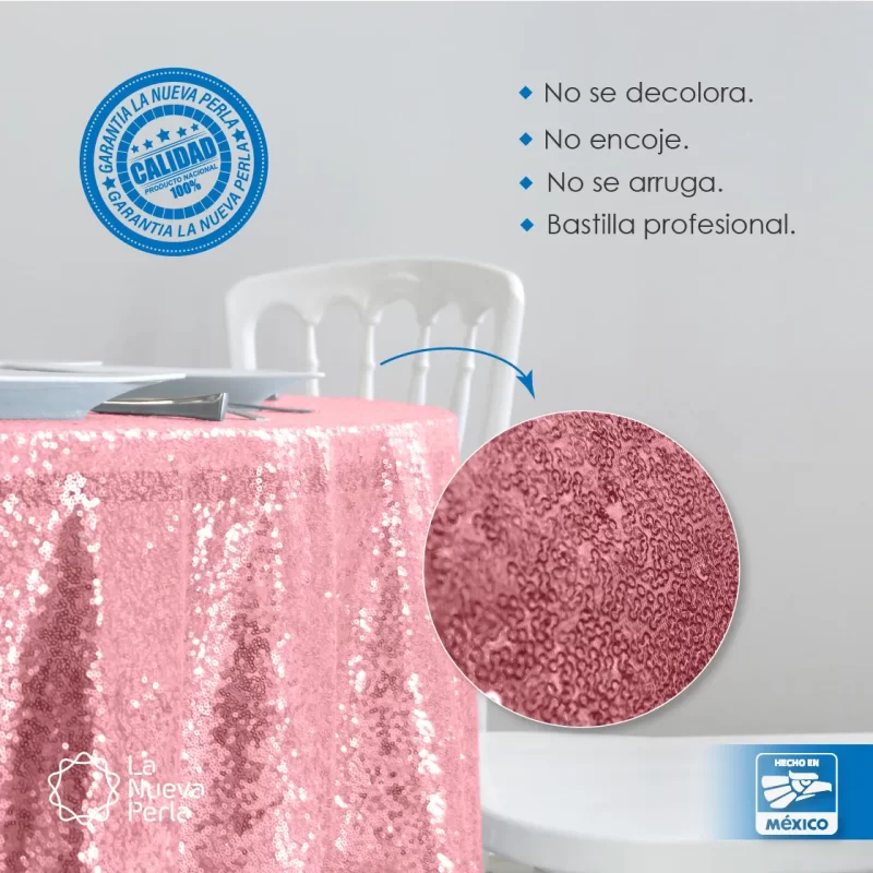 Mantel Redondo Tela Lentejuela 2.90 D Plata