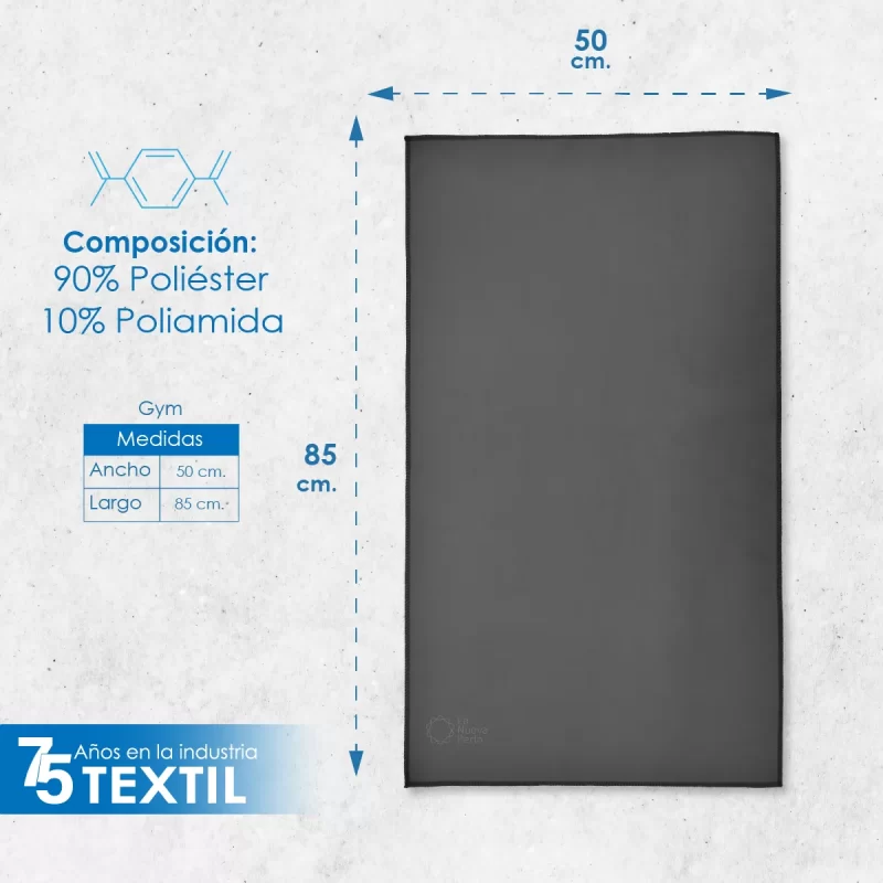 Toalla Deportiva Gym 50 X 85 cm 90% Poliéster 10% Poliamida