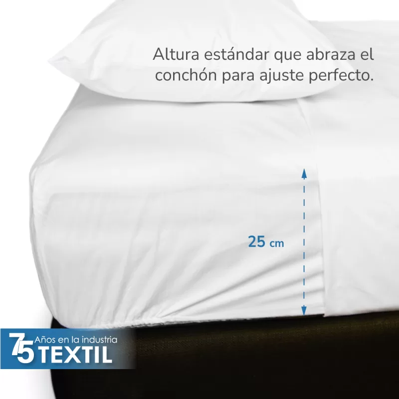 Sábana Individual Altura Normal Percal 180 Hilos - 1.80 X 2.70 m Blanco (50% Poliéster, 50% Algodón)