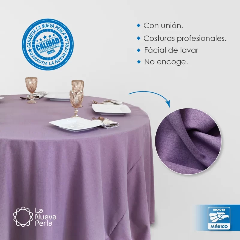 Mantel Redondo Lino Venecia 2.90 D Azul Marino