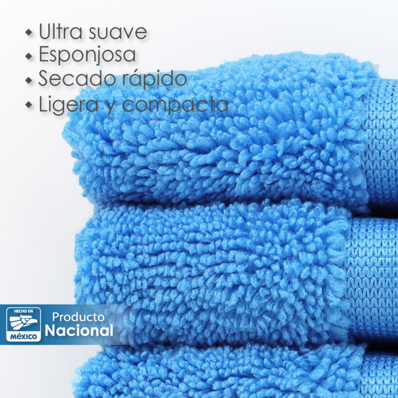 Toalla Facial Microfibra 30X30 Cm Azul Celeste