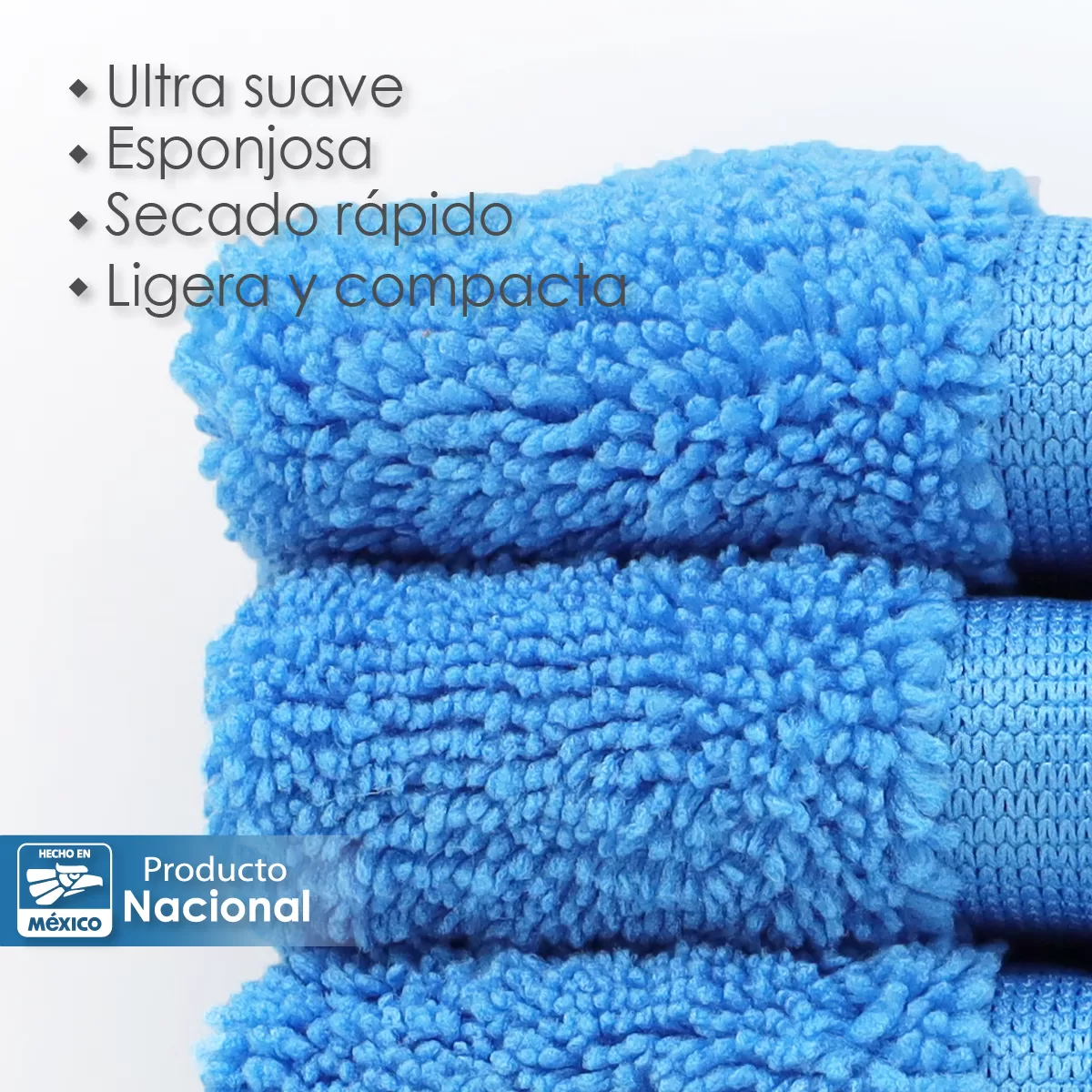 Toalla Facial Microfibra 30X30 Cm Azul Celeste: imagen 3