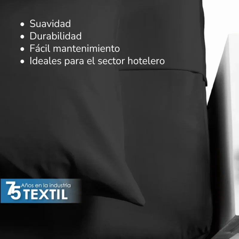 Juego Sábanas Manta Negro Individual Colchón Alto 40 cm