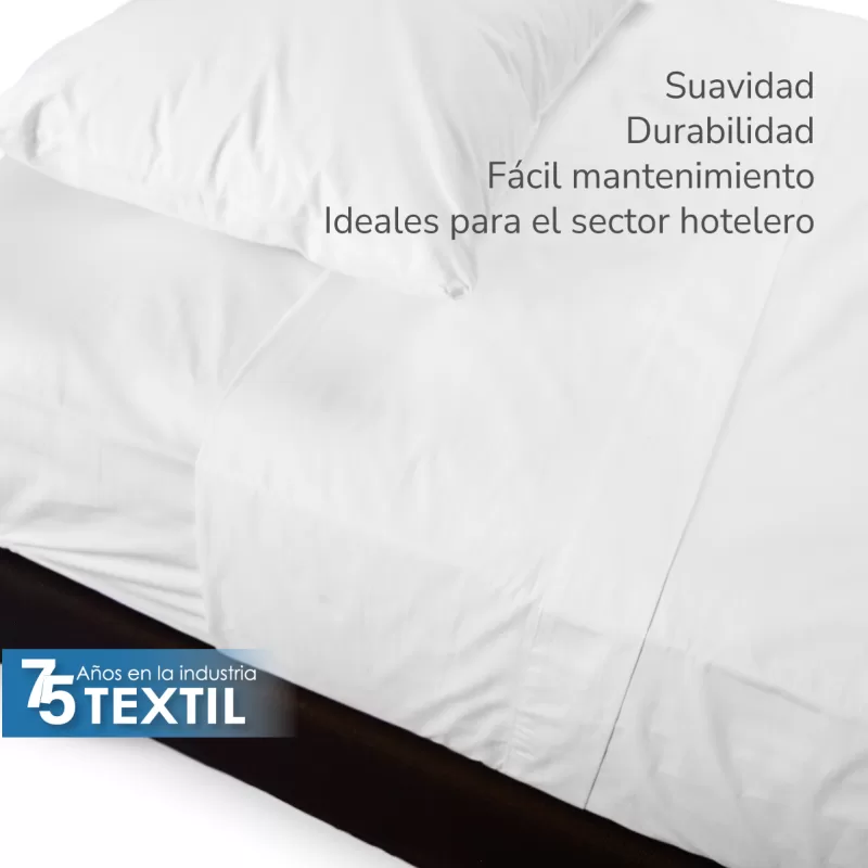 Sábana Individual Altura Normal Percal 180 Hilos - 1.80 X 2.70 m Blanco (50% Poliéster, 50% Algodón)