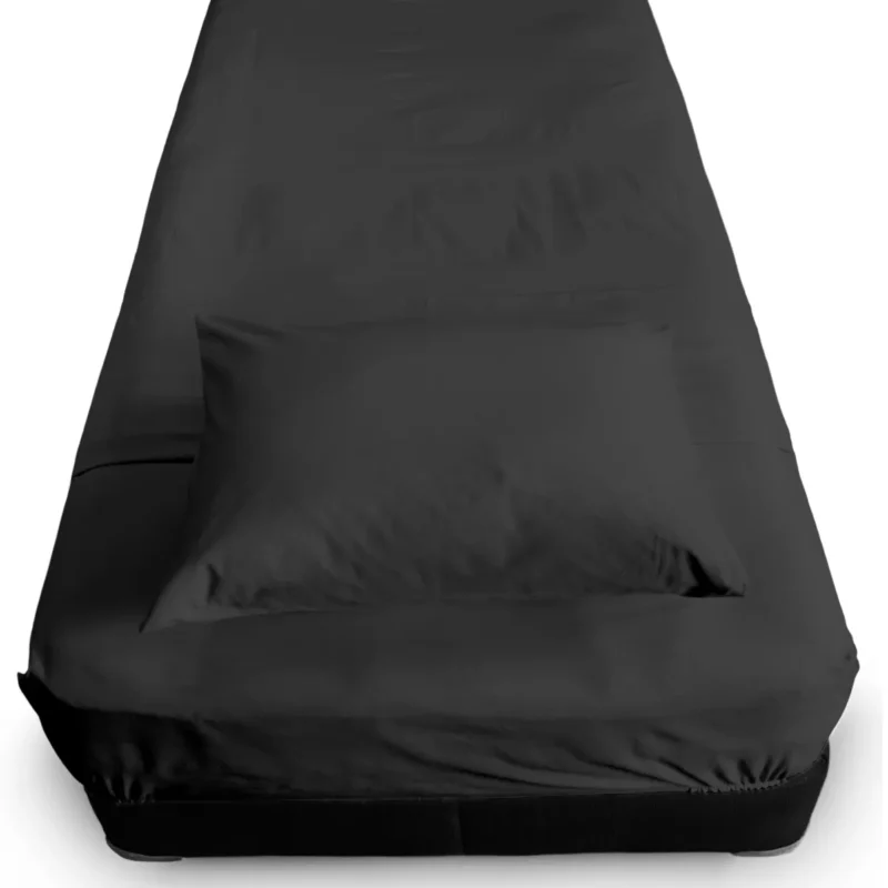 Juego Sábanas Manta Negro Individual Colchón Alto 40 cm