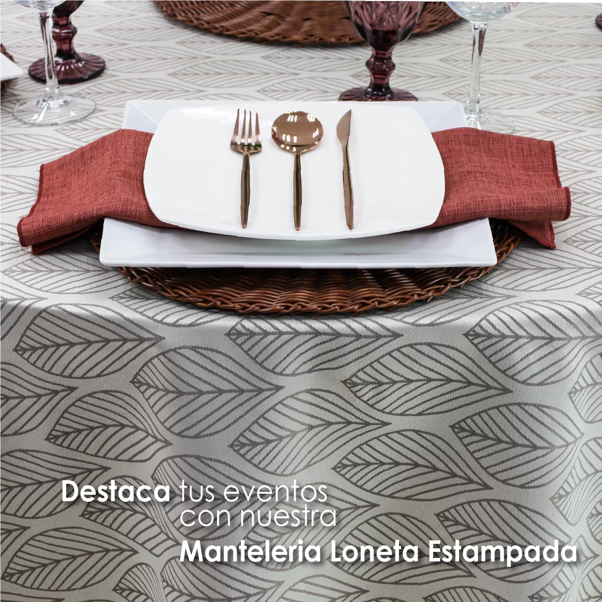 Mantel Redondo Yackard YE-246 HOJITAS BEIGE: imagen 7