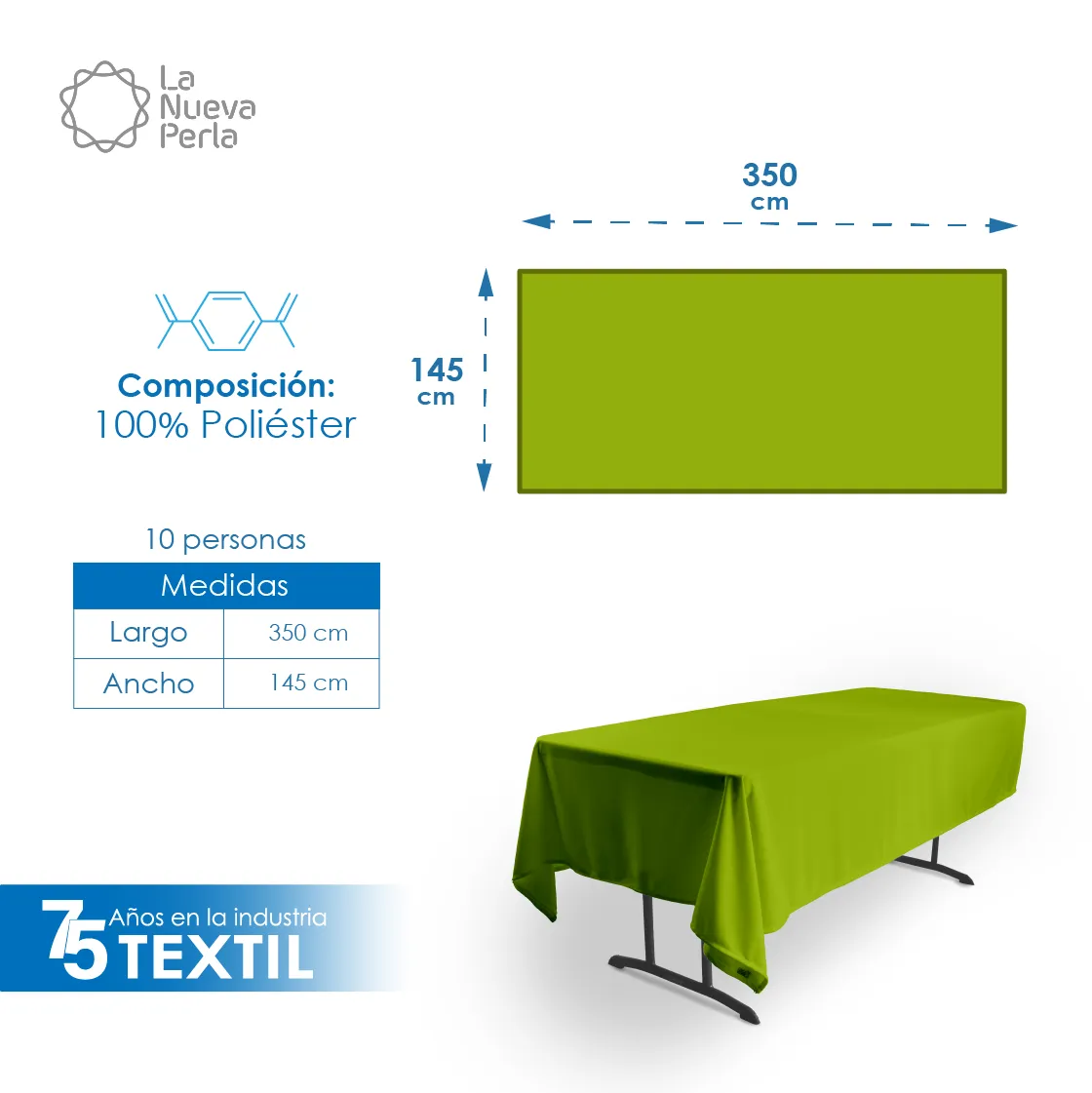 Mantel Tablón Tergal Liverpool 350x145 cm (para tablón 244x75 cm): imagen 2