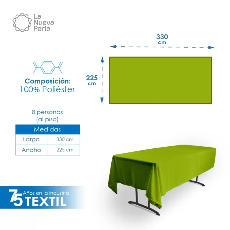 Mantel Tablón Al Piso Tergal Liverpool 390x225 cm (para tablón 244x75 cm)