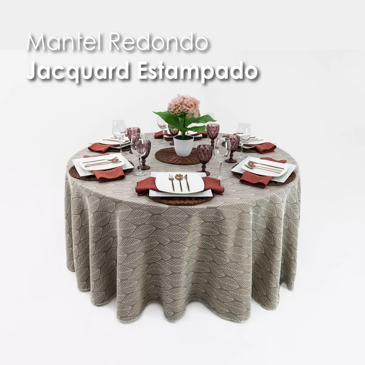 Mantel Redondo Yackard YE-246 HOJITAS BEIGE: imagen 8