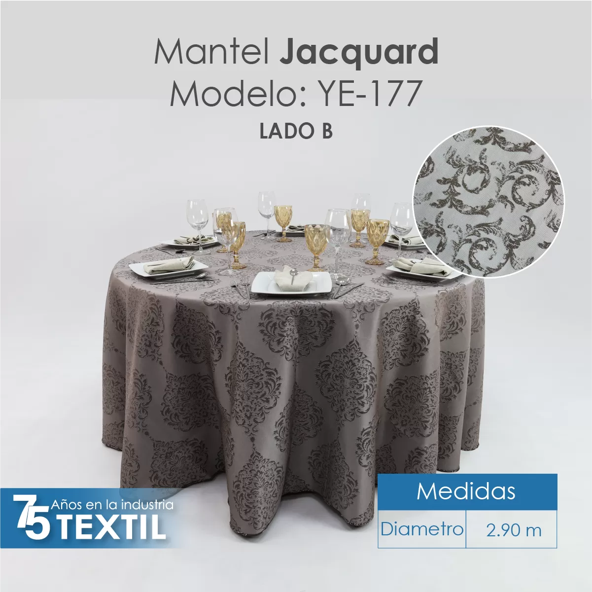 Mantel Yackard Redondo YE-177 CHOHOLATE: imagen 9