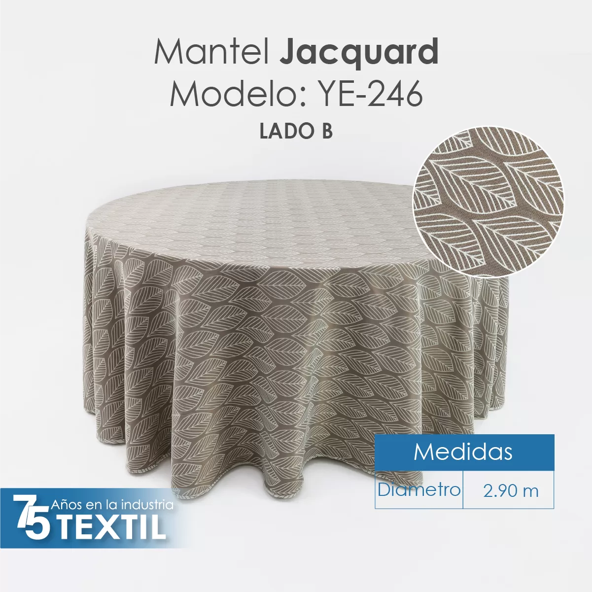 Mantel Redondo Yackard YE-246 HOJITAS BEIGE: imagen 5