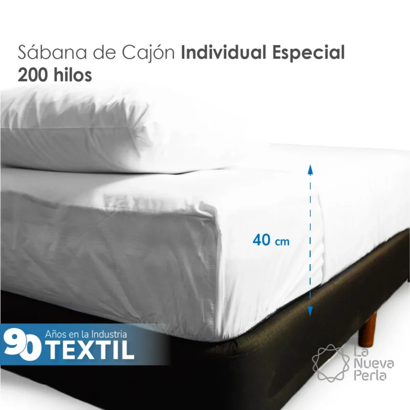 Sábana de cajón Individual 200H Colchón Alto 100 x 190 x 40 cm