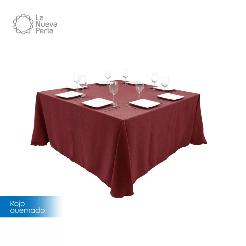 Mantel Imperial Lino Ginebra 2.90 X 2.90 M Rojo Quemado