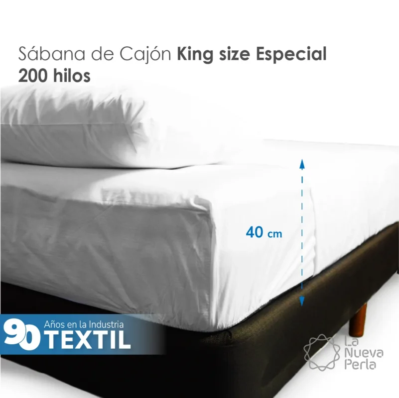Sábana de cajón King Size 200H Colchón Alto 200 x 190 x 40 cm