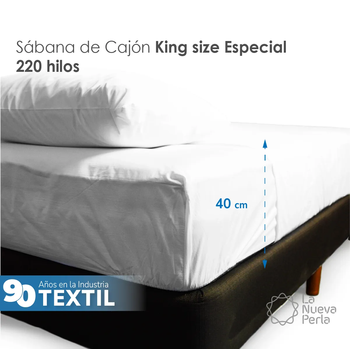 Sábana de cajón King Size 220H Colchón Alto 200 x 190 x 40 cm: imagen 1