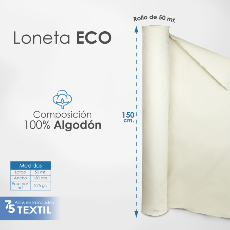 Loneta ECO 1.60 M ancho cruda 225 gr