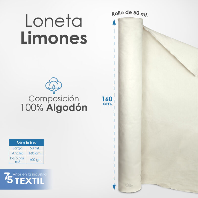 Lona Limones CAL. 12 1.60 M ancho cruda 400 gr