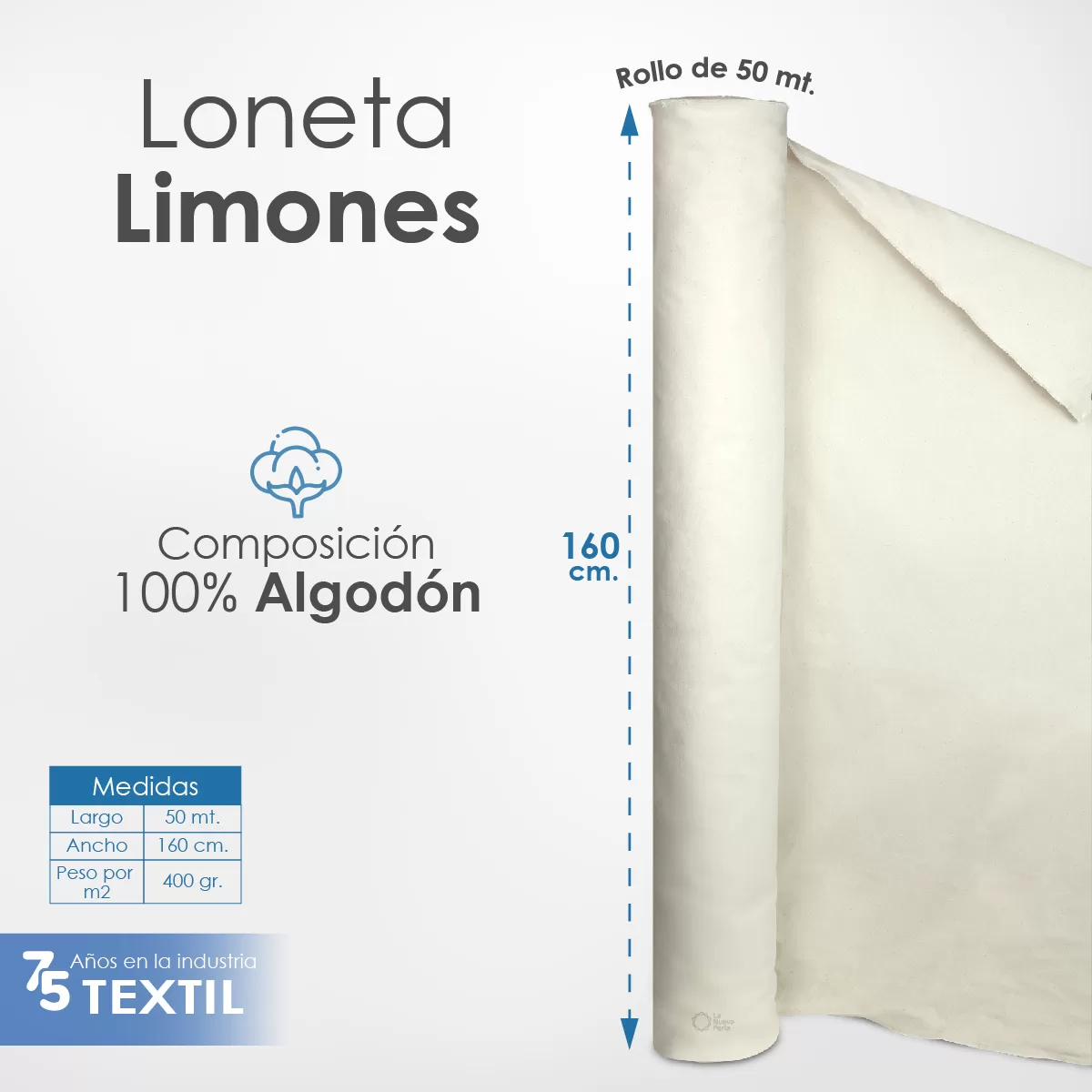 Lona Limones CAL. 12 1.60 M ancho cruda 400 gr: imagen 2