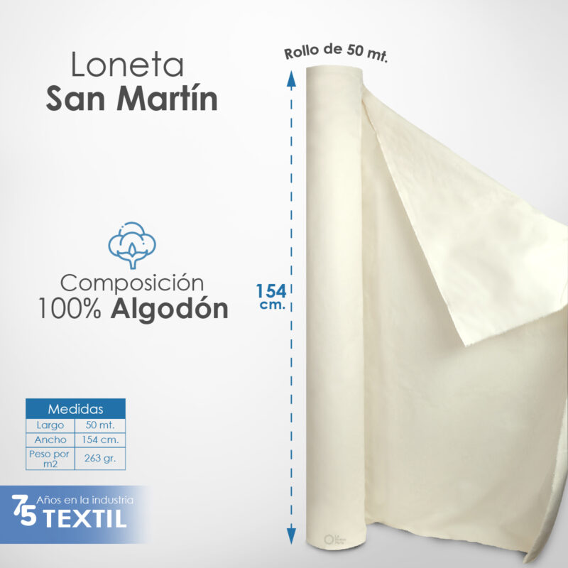 Loneta San Martín 1.54 M ancho cruda 263 gr