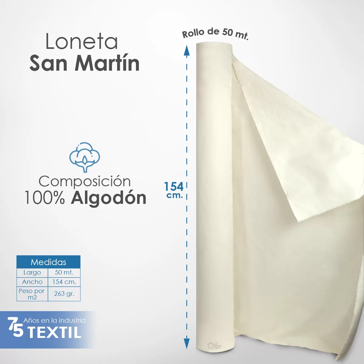 Loneta San Martín 1.54 M ancho cruda 263 gr: imagen 2