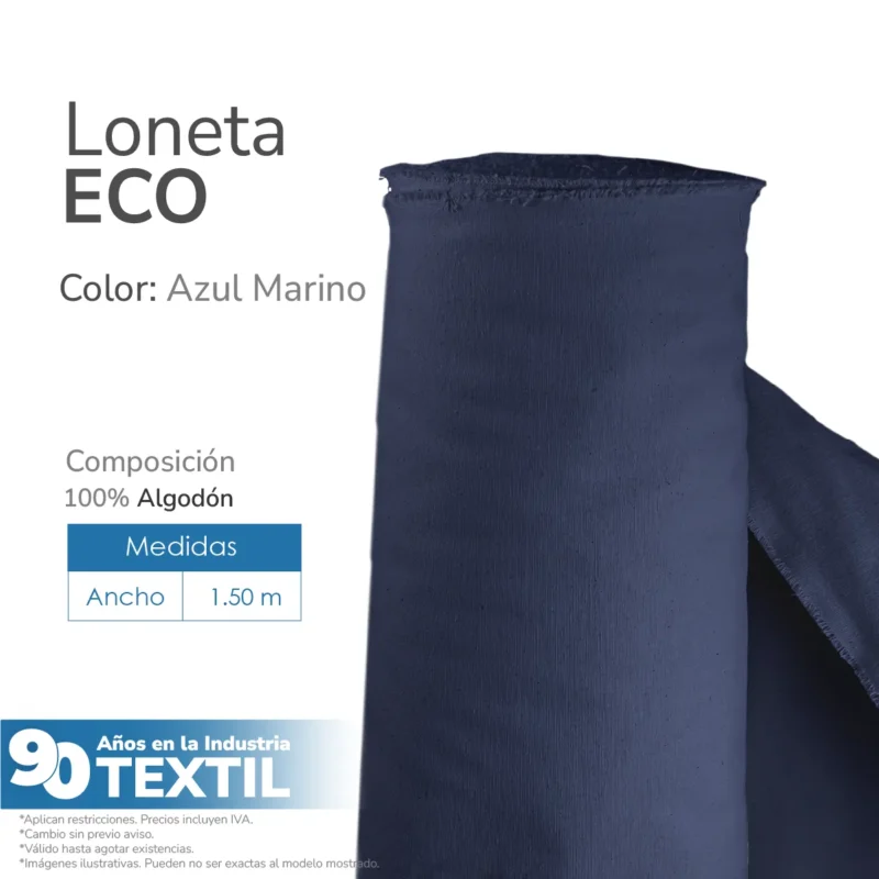 Loneta ECO 1.50 M ancho Azul Marino 225 gr